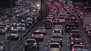 Congested streets of Sao Paulo during the rush hour