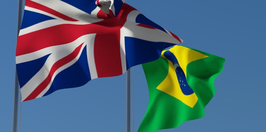 The British and the Brazilian flag next to each other.