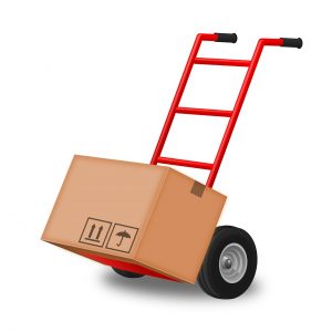 Carrinho de mudança com caixa nele